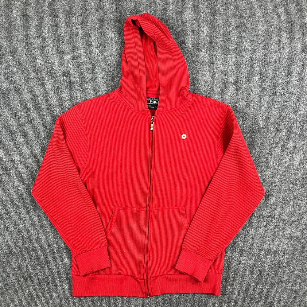 Southpole Hoodie Womens L Red Ribbed Full Zip Streetwear Hip Hop Jacket